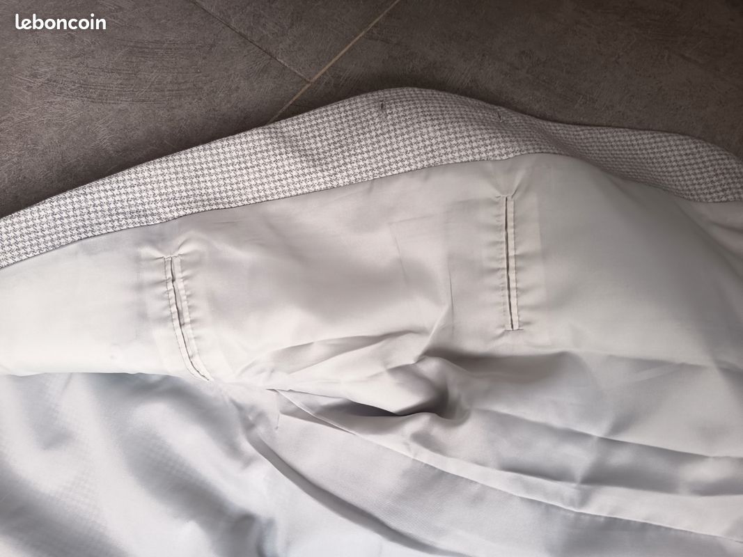 Blazer à carreaux tons gris en laine vintage taille 38 (image 8)