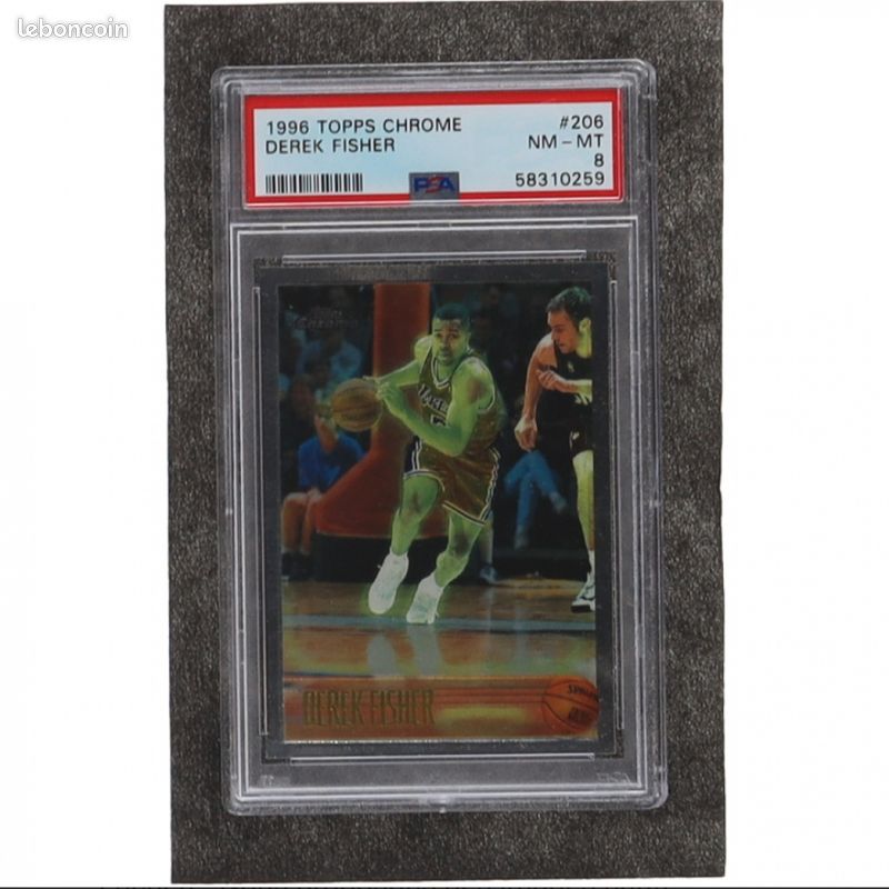 Derek Fisher 1996-97 Topps Chrome #206 RC (PSA 8) (image 1)