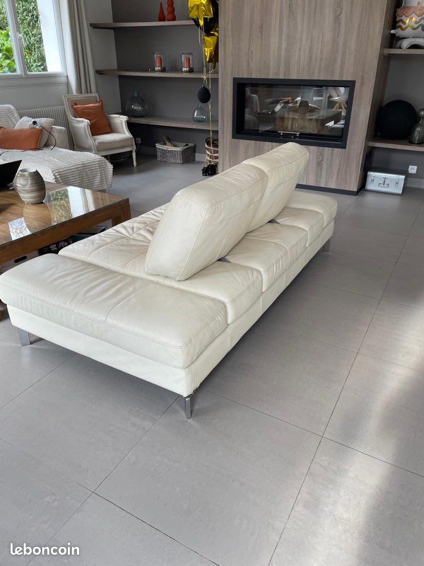 Canapé en cuir blanc (image 5)
