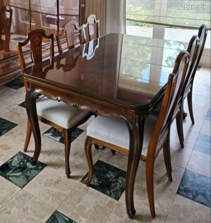 Table de salle a manger style LOUIS XV Classique Marron Bois