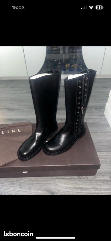 Céline boots Cuir Noir ref.159918 - Joli Closet