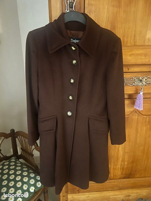 Manteau vintage premium marron laine cachemire angora (image 1)