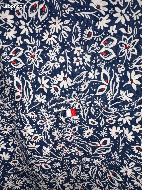 Chemise Homme Le Temps des Cerises bleu marine à fleurs (image 4)