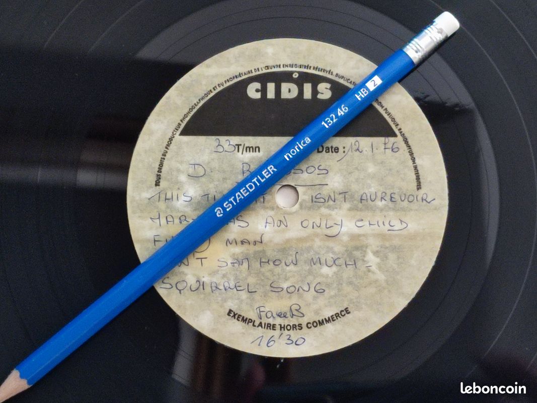 Acetate DEMIS ROUSSOS gravure de travail non définitive ~ Disque 33 tours (12/01/1976) (image 4)