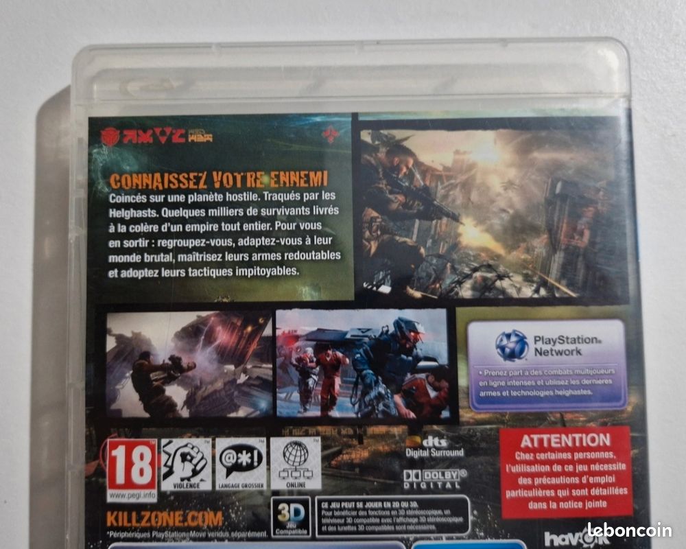 Jeu PS3 Killzone 3 Platinum Playstation 3 Fr Complet TBE