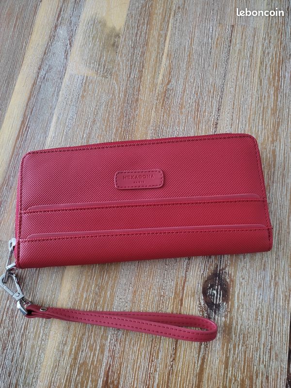 Porte feuille en cuir rouge (image 1)