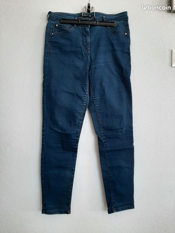 Pantalon Vintage Femme Patrice Breal - Jambes Larges Bleu Clair - Taille 42 - Occasion Très Bon état