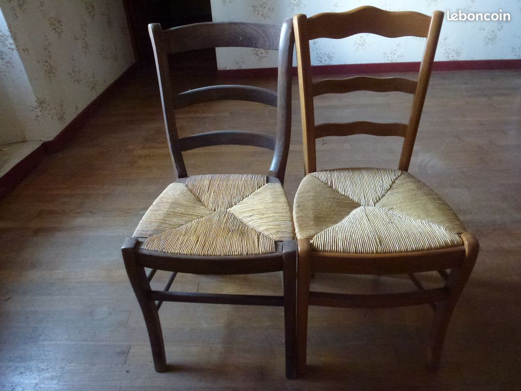Vends 10 chaises en bois assise osier (image 2)