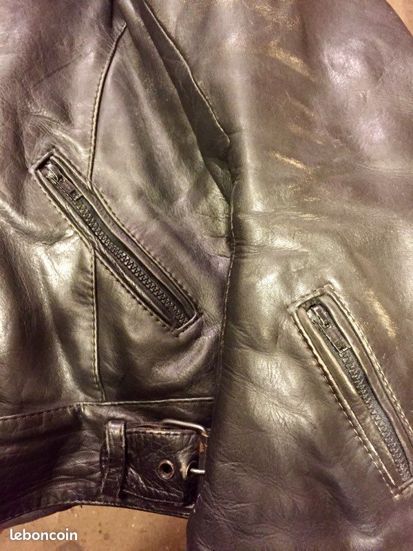 2 blousons Biker cuir noir (image 6)