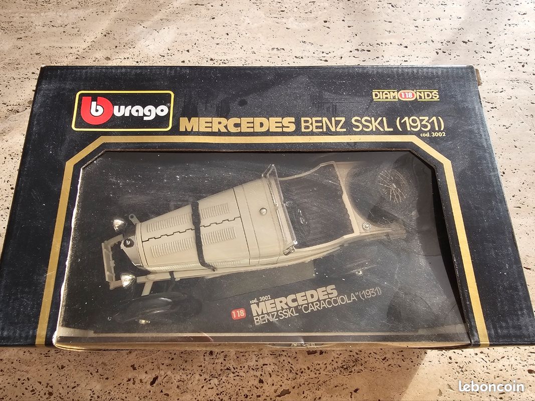 Burago 1/18 – Mercedes-Benz SSKL 1931 – Voiture Métal Gris – Neuf De Déstockage