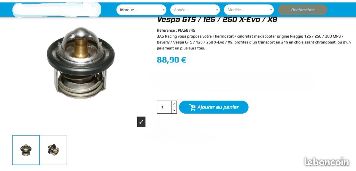 Calorstat et Couvercle Piaggio 125 (image 2)