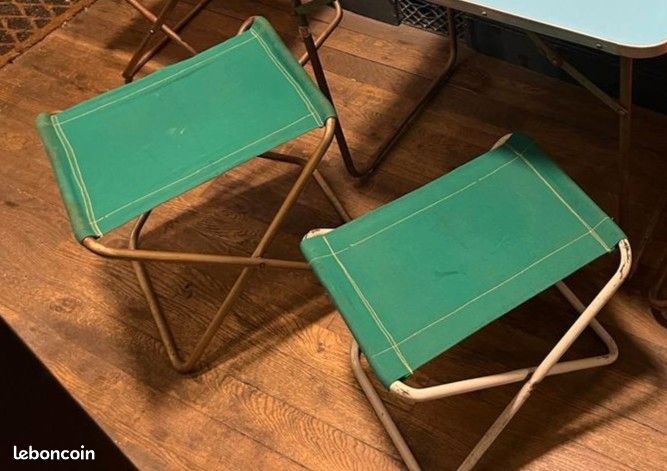 Tabourets pliants Lafuma vintage x2 – gain de place – camping balcon terrasse été (image 1)