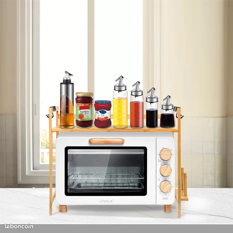 FUDUO-SHUNYI Lot De 2 Étagères Murales Rétractables Acier Inoxydable - Support Micro-ondes Cuisine