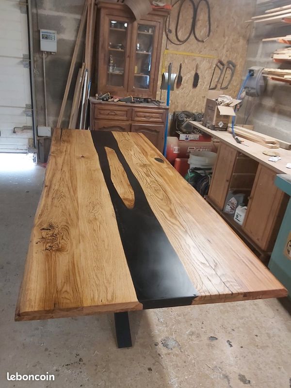 Table de salle à manger Edge chêne nature 260x100x3 acier inoxydable