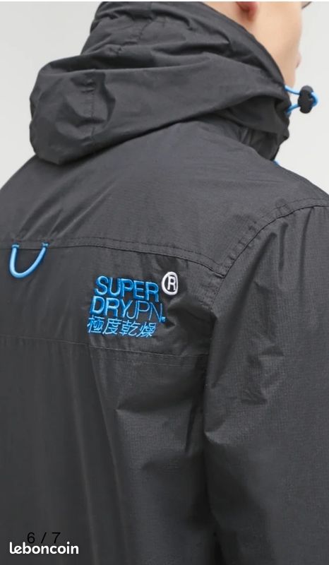 Coupe-vent Superdry Homme - Noir Et Bleu Clair - Taille S - Occasion Très Bon État