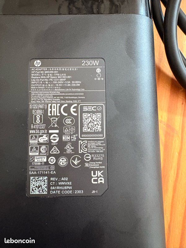 Chargeur secteur HP 230W – 19,5V / 11,8A – Modèle TPN-LA10 (image 3)