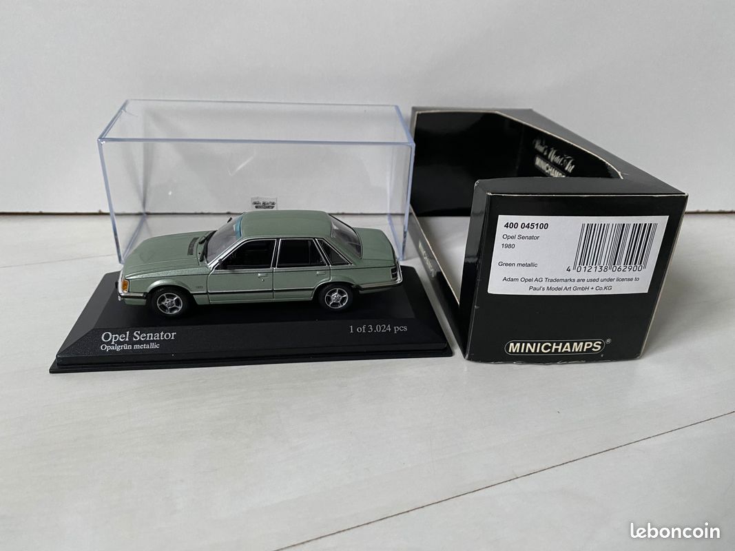 Miniature Diecast Minichamps 1:43 – Opel Senator 1980 Vert Métal, Occasion, Référence 400 045100