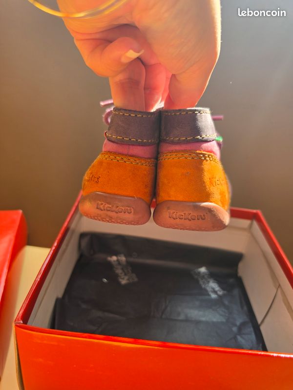 Chaussures bébé Kickers fille en cuir rose maintient Pointure 20 pied (image 7)