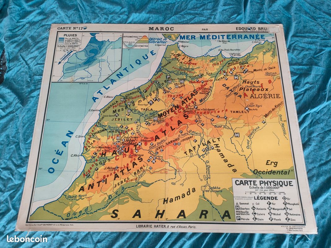 Lot de 17 anciennes cartes scolaires de géographie (image 9)