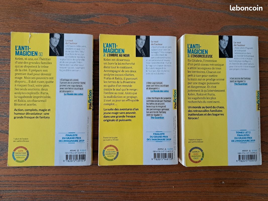 Vends Livres "L'Anti-Magicien" de Sébastien de Castell (image 2)