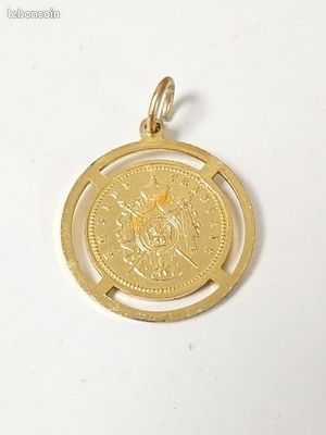 Pendentif Vintage Napoléon II - Plaqué Or - Médaille Ancienne - Occasion Bon État