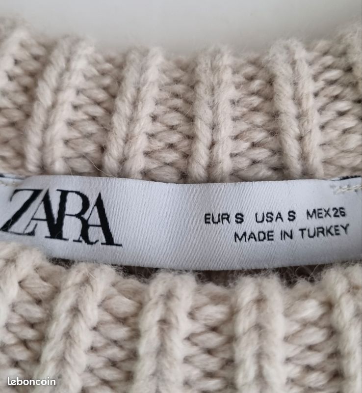 Pull En Laine Gris Zara - Taille S - Occasion Très Bon état - Style Classique Femme