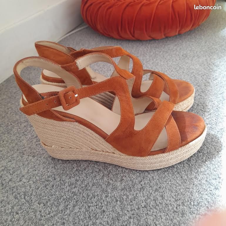 Chaussures femme été Cuir caramel Terracotta T.39 ajourées confortables (image 2)