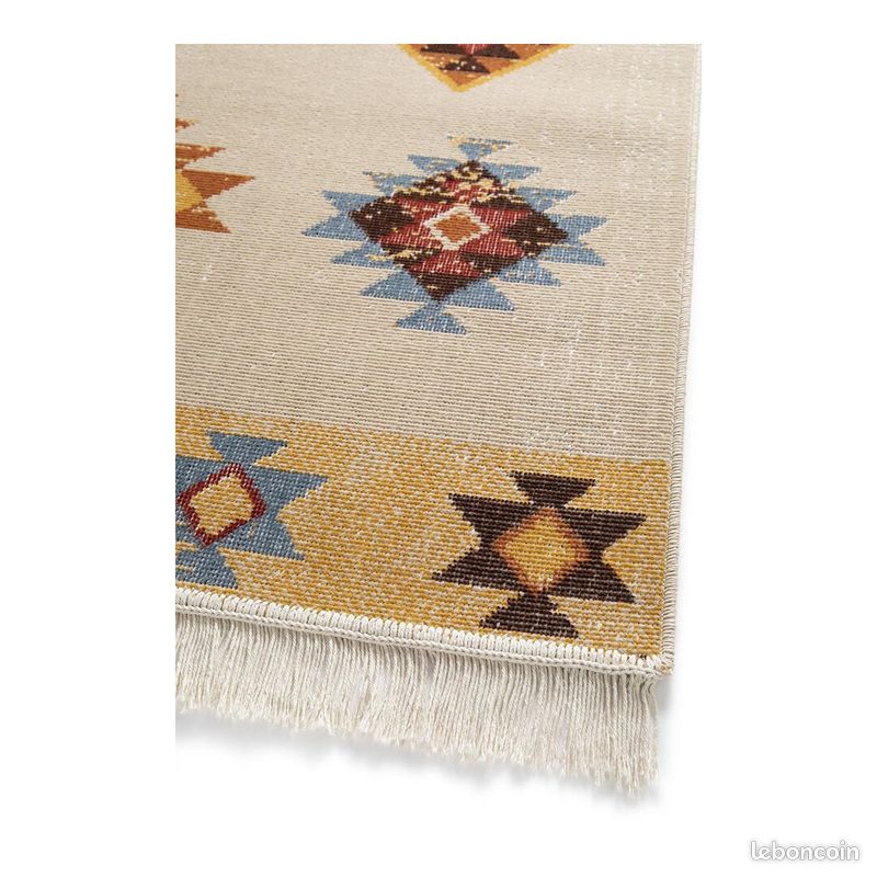 Tapis plat ethnique avec franges Dayton Beige 120x170 (image 5)