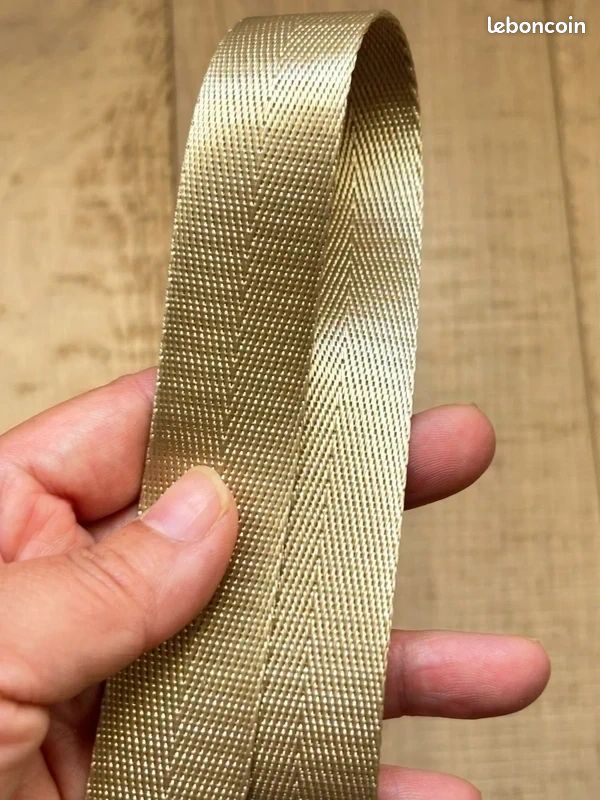 Sangle Polyester Brillant à Chevrons 25mm X 10m - Couleur Sable Doré, Pour Sacs à Dos Et Accessoires DIY