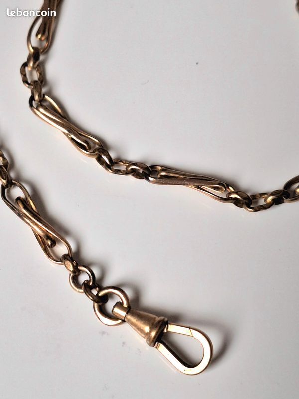 ANCIENNE CHAINE EN Plaque Or Pour Montre De Gousset - Filigrane