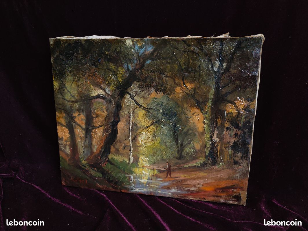 Tableau Huile Sur Bois XIXe Siècle - Paysage Impressionniste, Signé, école Française