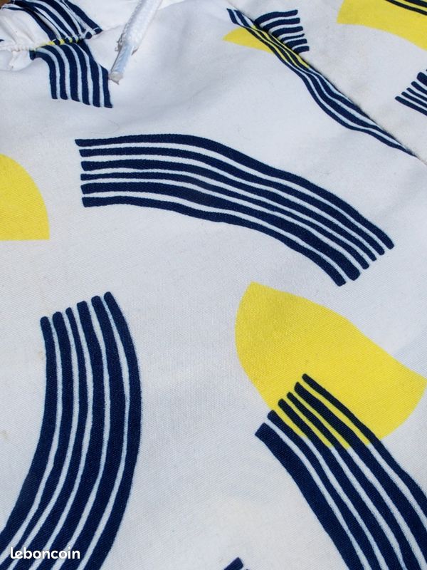 Combishort Petit Bateau Fille - Blanc Imprimé, Taille 3 Mois, 100% Coton, Occasion Très Bon état