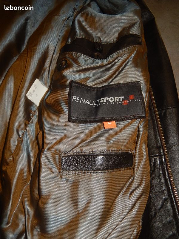 Blouson En Cuir Noir Renault Sport - Taille M - Occasion Très Bon état