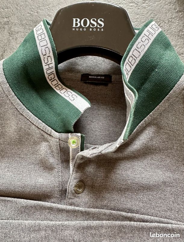 Polo Hugo Boss - Regular fit - XXL - Manches longues - Gris motifs vert (image 2)