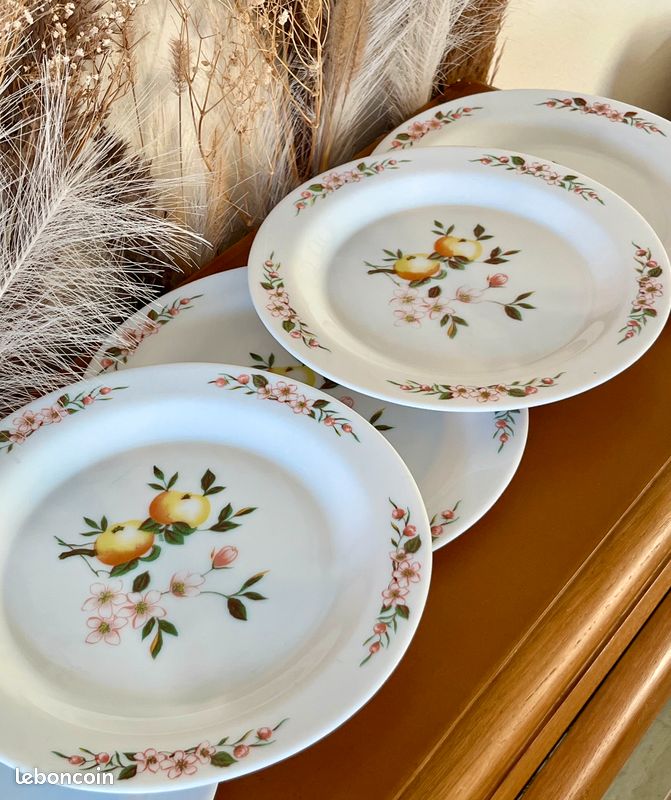 LOT6 DE 6 Petites Assiettes Arcopal Vintage France D 18,5 Cm Fleurs Oranges EUR 23,90 - FR