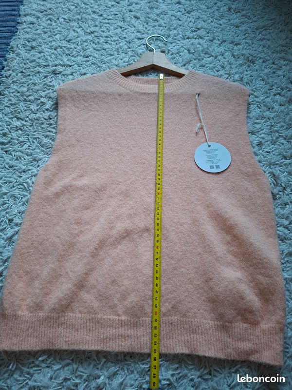 Pull débardeur avec alpaga,orange pâle, abricot, TU (34 à 40), dimensions photos, tout neuf (image 15)