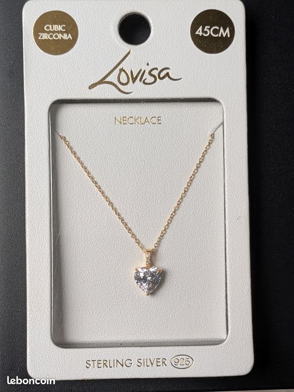 COLLIER CHAÎNE PENDENTIF en argent massif ; Améthyste Cœur EUR 20,00 - FR
