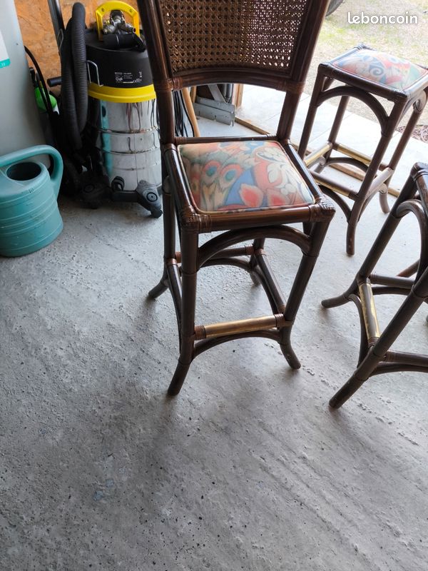 4 Tabourets de bar en rotin (image 4)