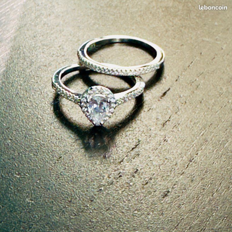 Ancienne antike Bague argent 925 pierre carrée (D'occasion) à