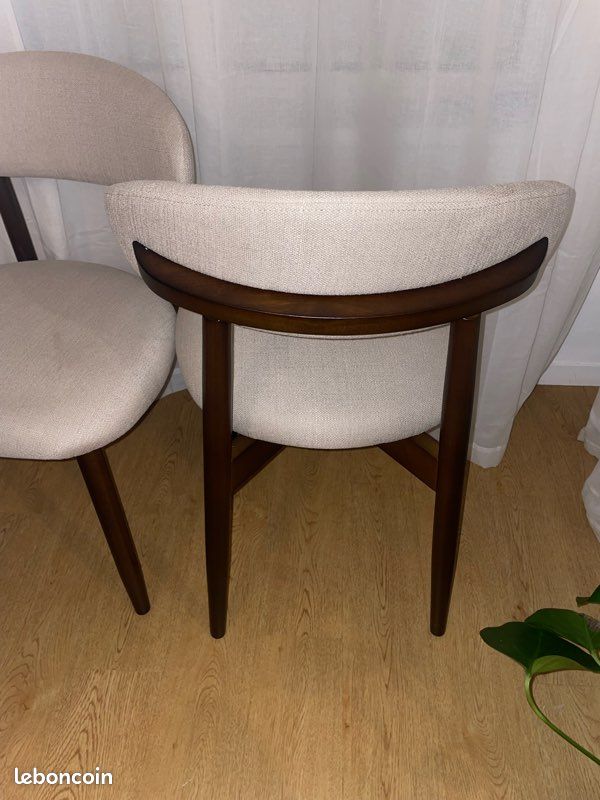 2 chaises beige taupe et noyer – neuves (image 4)