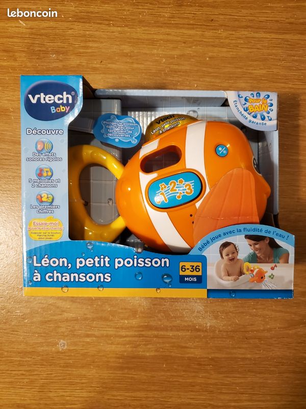 Jouet De Bain VTech Léon Le Petit Poisson - Chansons Et éclaboussures Pour Bébé 1-2 Ans - Occasion Très Bon état