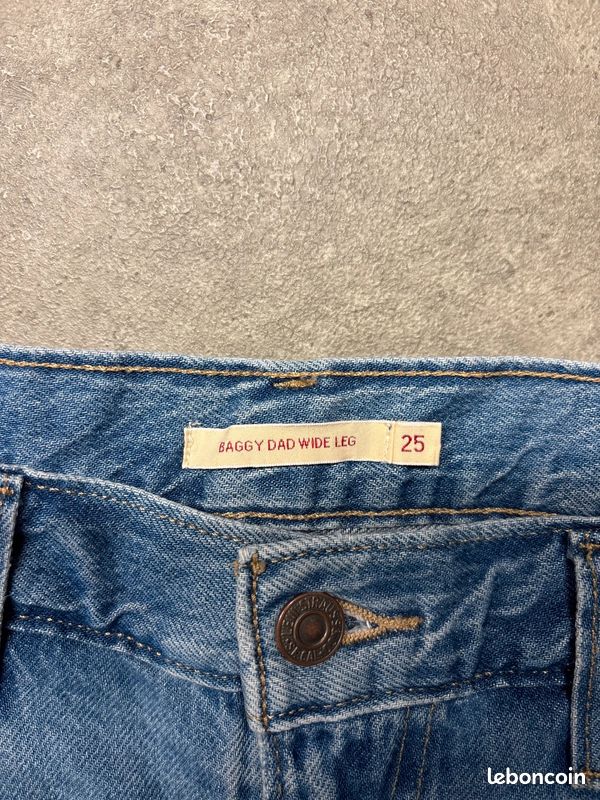 Jean Levi's Baggy Dad Wide Leg premium taille mi-haute en denim bleu | W25 L30 #SLCP287.296 (image 4)