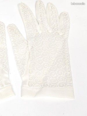 Gants En Dentelle Bleu Royal VINTAGE FINALE - Gants De Soirée Années 60, Pure Dentelle, OSFM