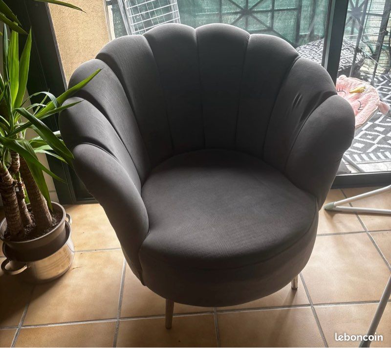 Lot de 2 canapé + un fauteuil coquillage gris (image 3)