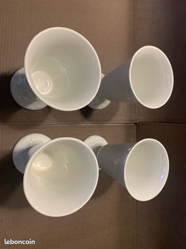 4 Mazagrans en porcelaine CNP "lierre sauvage" à motifs en relief 14,5 cm (image 3)