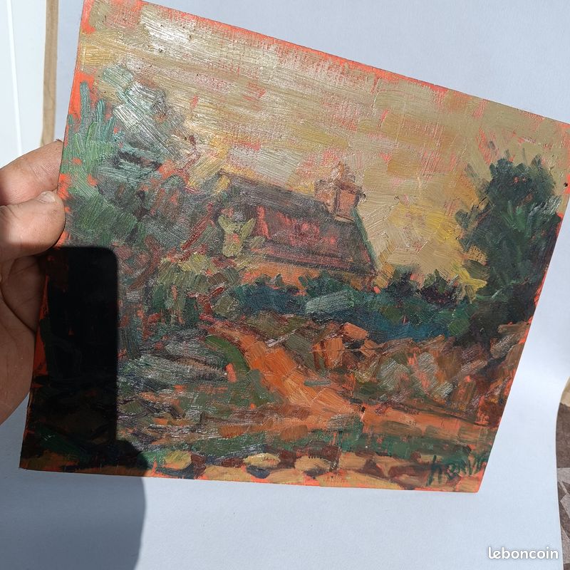 Tableau peinture à l'huile paysage maison (image 4)