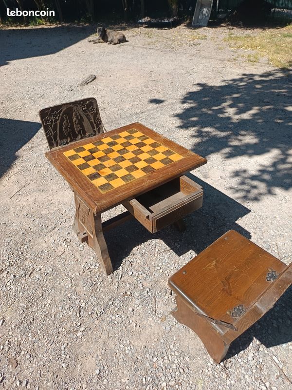 Table d'échec en noyer , Espagne 1960 (image 2)