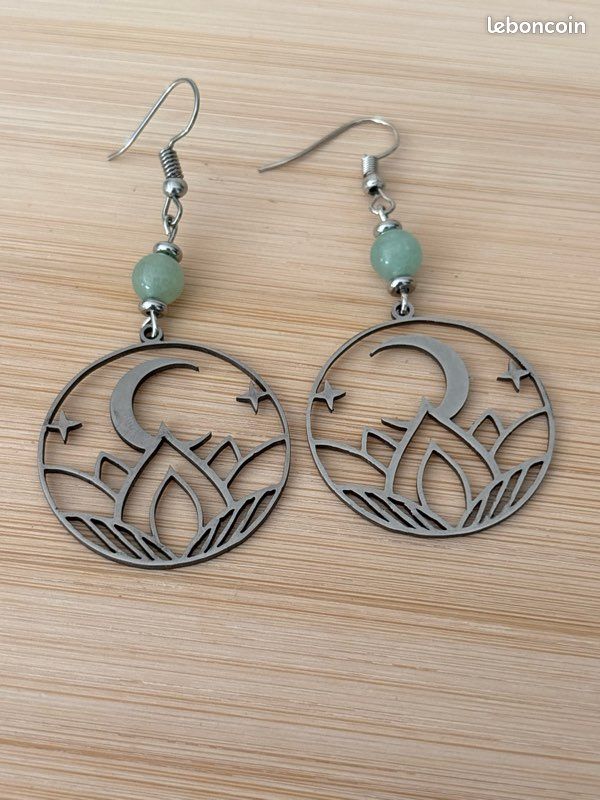 Boucles d’oreilles ésotériques aventurine verte (image 3)