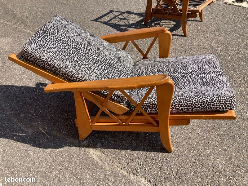 Paire de fauteuils grand repos année 50 (image 3)
