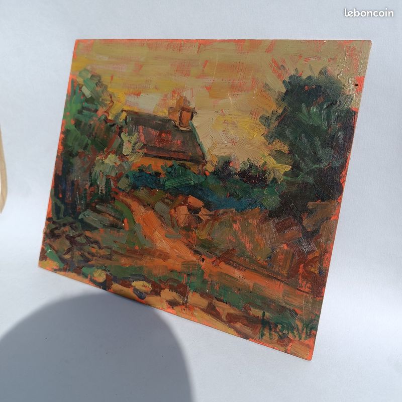 Tableau peinture à l'huile paysage maison (image 3)